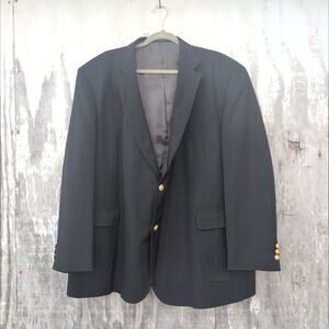 David Taylor Blazer Wool Blend Black Gold Button Men's 50R